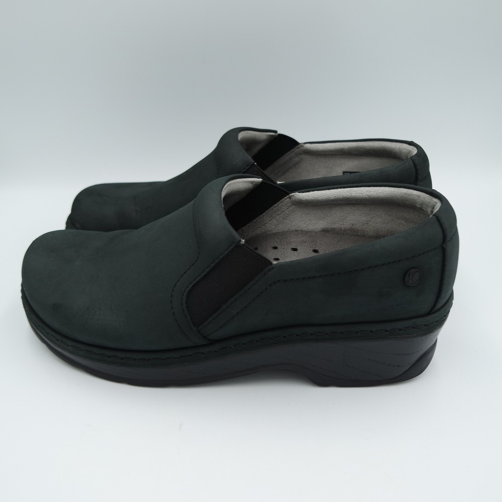 Klogs Footwear Naples Black Leather Slip On Clogs Work Shoes Womens 10 M